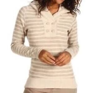 Mountain Hardwear Sevina Striped Hooded Sweater Small Womens Placket Casual NWT